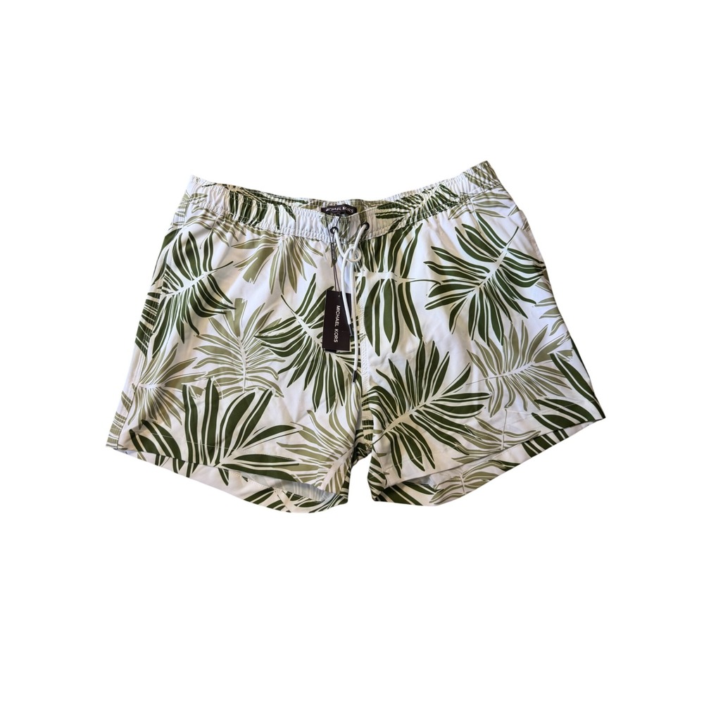 866. Michael Kors Men's Green Striped Woven Swim Trunks Size XXL Beach Shorts